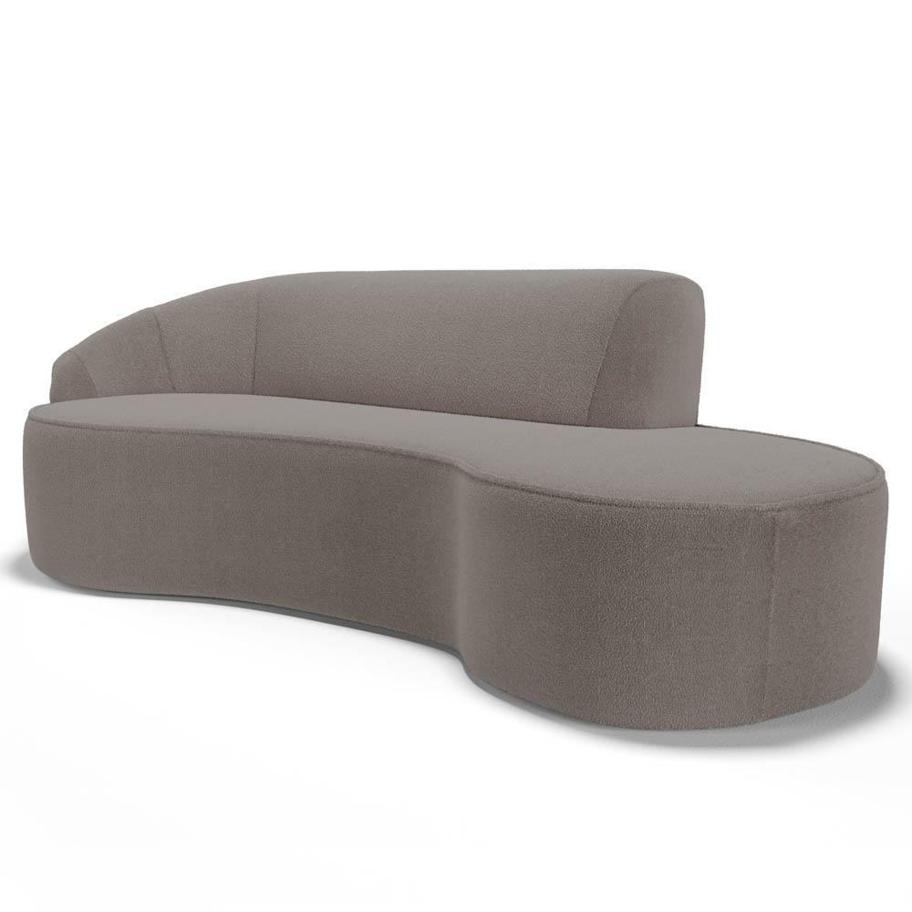 Sofá Living 3 Lugares 230cm Braço Esquerdo Mozart D06 Bouclê Bege Escuro - Mpozenato - 1