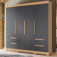 Guarda Roupa Casal 212cm 4 Portas Vivacce Freijó/titanium - Albatroz - 2