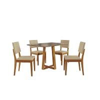 Conjunto Sala De Jantar Madeira Maciça 4 Cadeiras Kappesberg Freijó Boucle Bege - 2