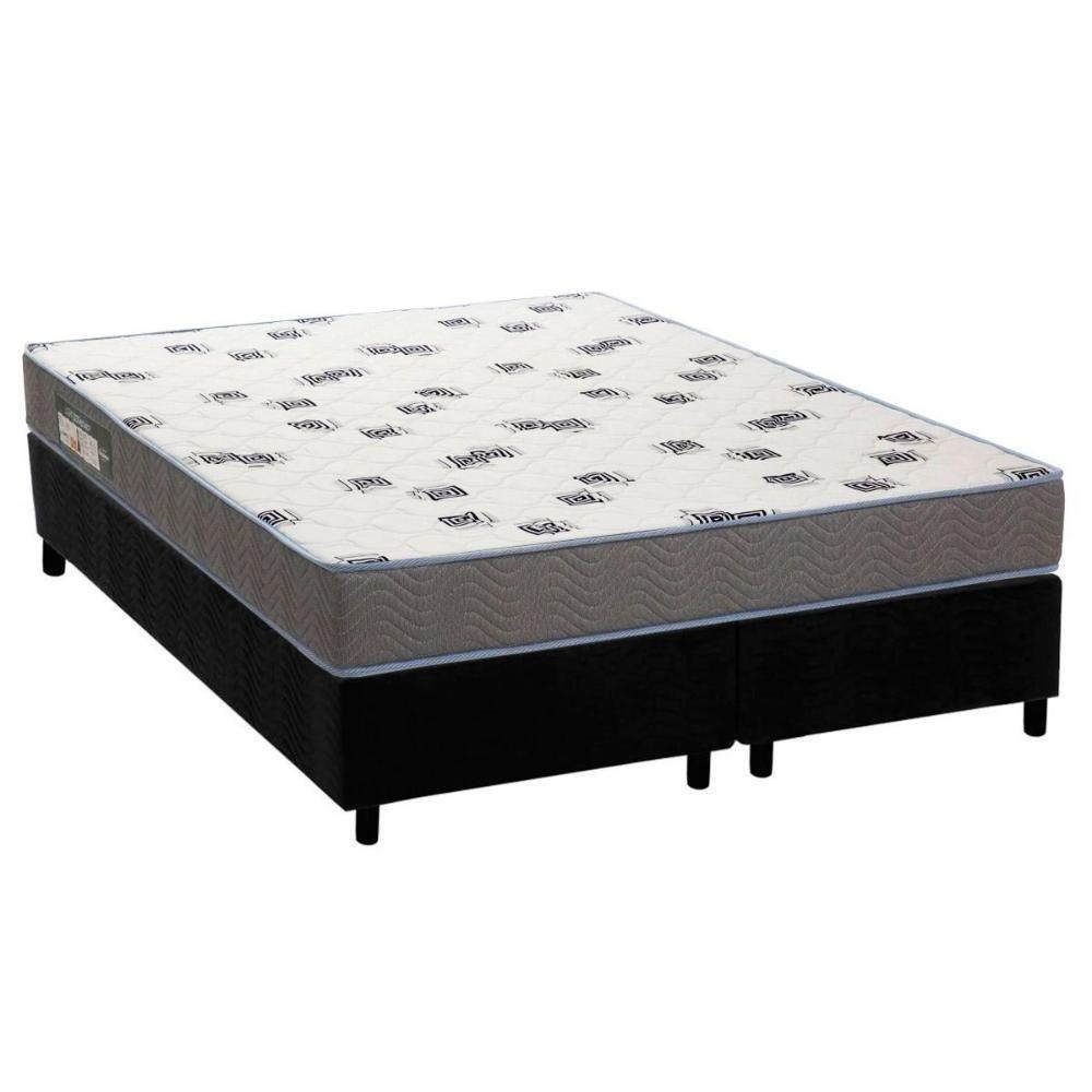 Cama Box King: Colchão Espuma Ortobom D33 Light Saúde + Base CRC Suede Black(186x198) - 1
