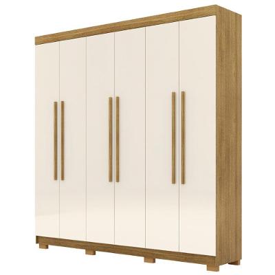 Guarda Roupa Casal 218cm 6 Portas Elegance Nature/champanhe - Vila Rica