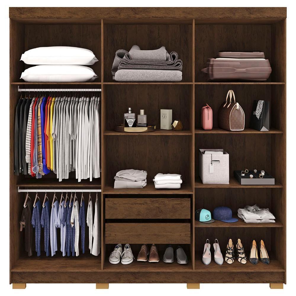 Guarda Roupa Casal 218cm Com Espelho Bolty Imbuia Rústico V02 - Mpozenato - 5