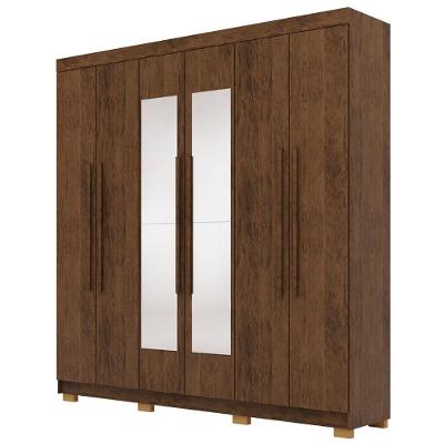 Guarda Roupa Casal 218cm Com Espelho Bolty Imbuia Rústico V02 - Mpozenato