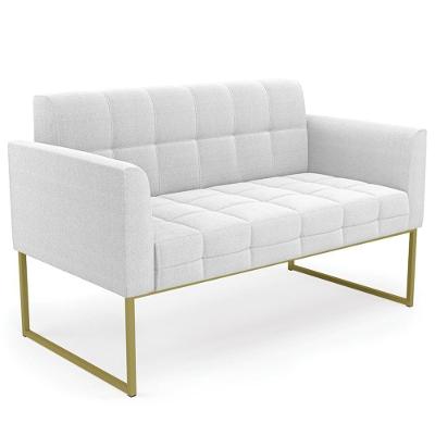 Sofá Namoradeira Base Industrial Dourado Ana Bouclé Off - Ibiza