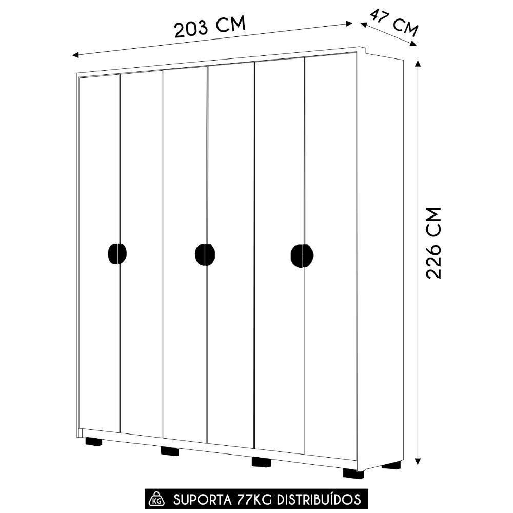 Guarda Roupa Casal 203cm Com 6 Portas Leo Imbuia/fendi V02 - Mpozenato - 4