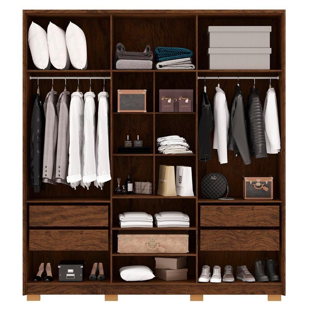 Guarda Roupa Casal 203cm Com 6 Portas Leo Imbuia/fendi V02 - Mpozenato - 5