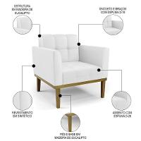 Sofá Namoradeira E 1 Poltrona Base Madeira Castanho Ana Sintético Branco - Ibiza - 3