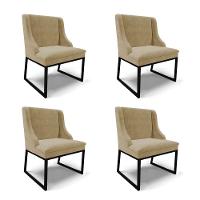 Cadeira Sala De Jantar Industrial Preto Kit 4 Liz Suede Marrom R D03 - D'rossi - 1