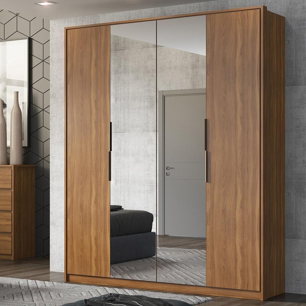 Guarda Roupa Casal 4 Portas 2 Com Espelhos Attore D02 Amendola Touch - Mpozenato - 2