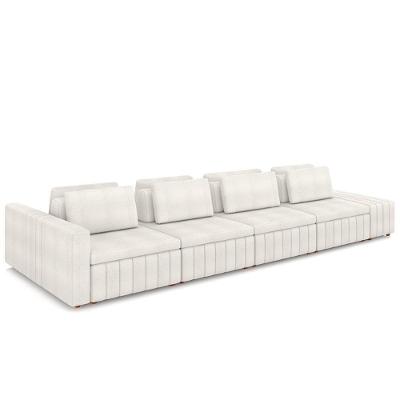 Sofá Ilha E Puff Sala Living 425cm Siesta M22 Boucle Bege Claro - Mpozenato