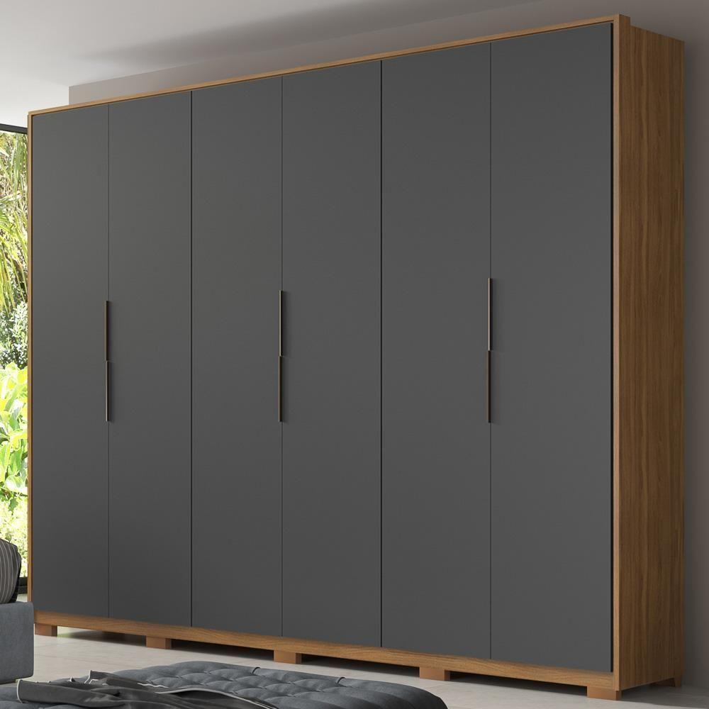 Guarda Roupa Casal Com Pés 6 Portas 6 Gavetas Atrice D02 Amendola/grafito - Mpozenato - 2