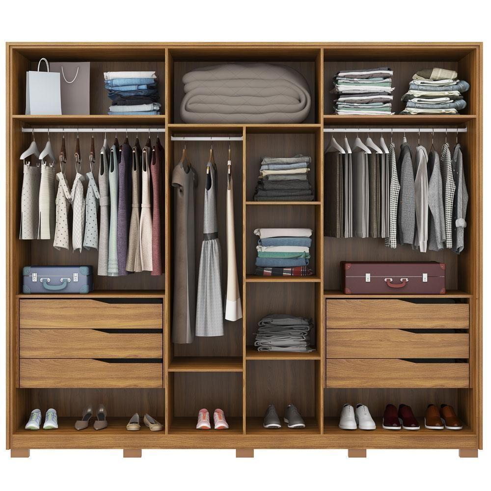 Guarda Roupa Casal Com Pés 6 Portas 6 Gavetas Atrice D02 Amendola/grafito - Mpozenato - 3