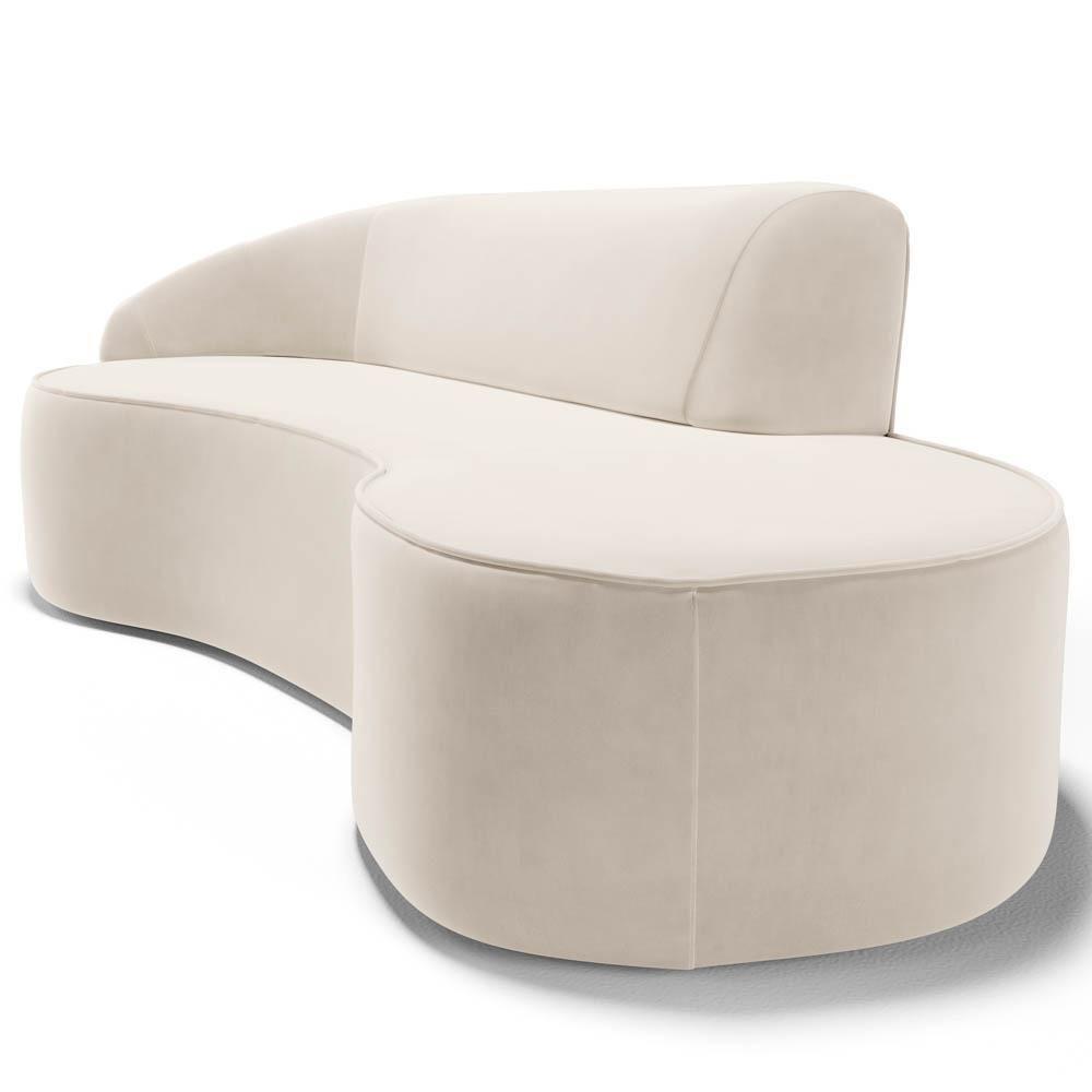 Sofá Living 3 Lugares 260cm Braço Esquerdo Mozart D06 Veludo Bege - Mpozenato - 5