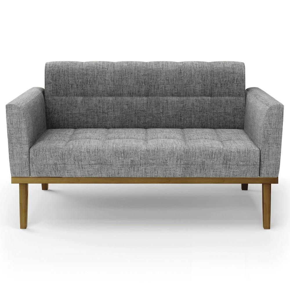 Sofá Namoradeira Base Madeira Castanho Ana Linho Grafite - Ibiza - 6