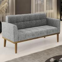 Sofá Namoradeira Base Madeira Castanho Ana Linho Grafite - Ibiza - 2