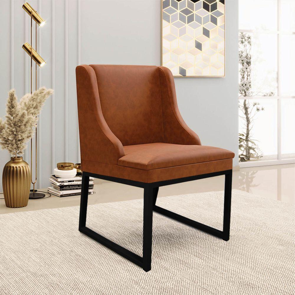 Cadeira Sala De Jantar Industrial Preto Kit 4 Liz Sint Pu Nozes D03 - D'rossi - 2