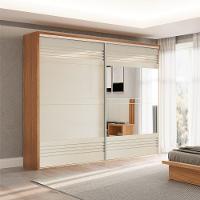 Guarda Roupa Casal Com Espelho 267cm 2 Portas 100% Mdf Tw603e Freijó/off White - Dalla Costa - 2