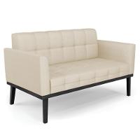 Sofá Namoradeira E 1 Poltrona Base Madeira Preto Ana Veludo Luxo Off White - Ibiza - 10