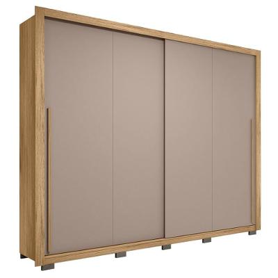 Guarda Roupa Casal 2 Portas De Correr 245cm Praticus Buriti/fendi - Caemmun