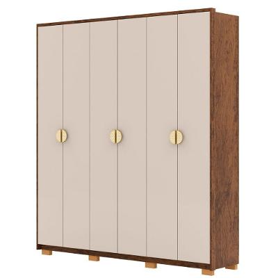 Guarda Roupa Casal 203cm Com Espelho Leo Imbuia/fendi V02 - Mpozenato