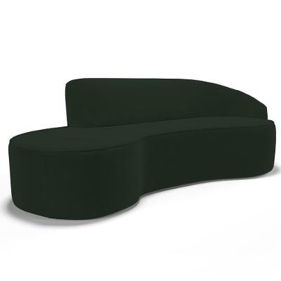 Sofá Living 3 Lugares 230cm Braço Direito Mozart D06 Veludo Verde - Mpozenato