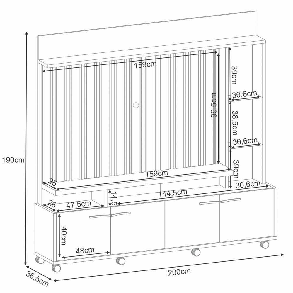 Estante Painel Para Tv 60 Pol. Natan H01 Off White-cinamomo - Mpozenato - 4