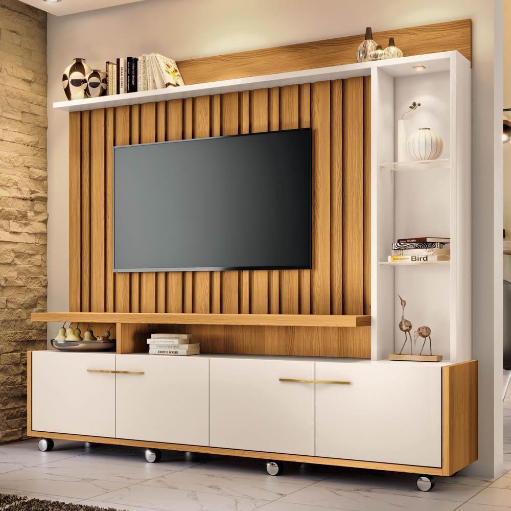 Estante Painel Para Tv 60 Pol. Natan H01 Off White-cinamomo - Mpozenato - 5