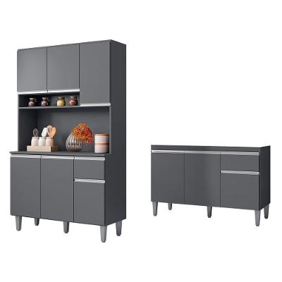 Cozinha Compacta Márcia Tatiane 9 Portas 2 Gavetas MDF 120cm Cinza
