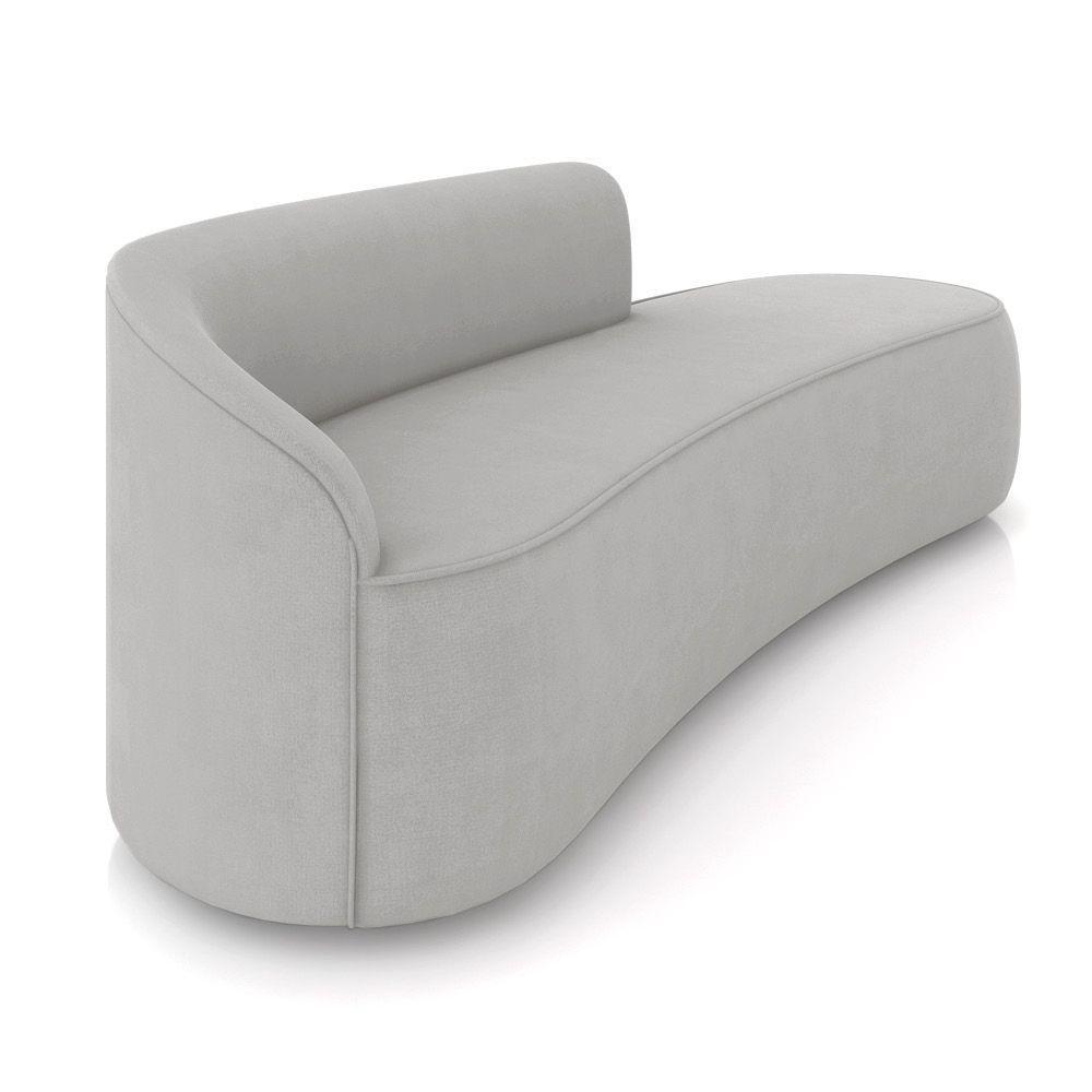 Sofá 4 Lugares Orgânico 220cm Morgan E 2 Poltronas Lua Suede Cinza D03 - D'rossi - 7