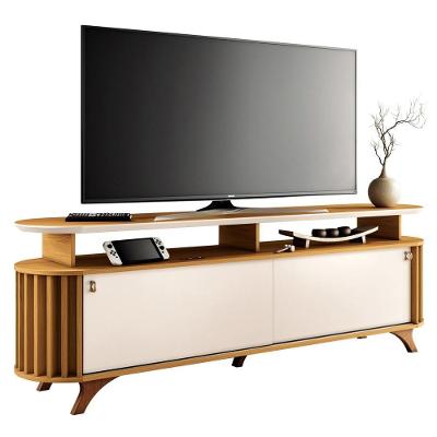 Rack Para Sala Bancada De Tv 70 Pol 182cm Alba Cinamomo/off - Hb Móveis