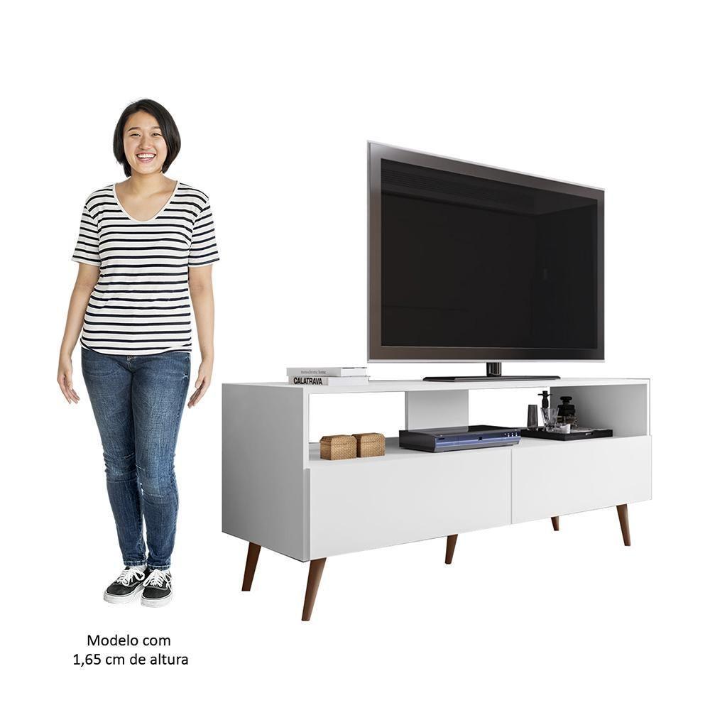 Rack Para Sala Bancada De Tv 55 Pol 136cm Pés Retrô Senna Z34 Branco - Mpozenato - 5