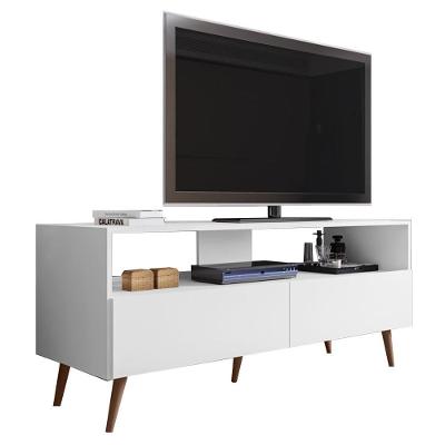 Rack Para Sala Bancada De Tv 55 Pol 136cm Pés Retrô Senna Z34 Branco - Mpozenato