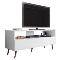 Rack Para Sala Bancada De Tv 55 Pol 136cm Pés Retrô Senna Z34 Branco - Mpozenato - 1