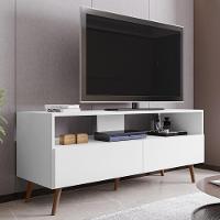 Rack Para Sala Bancada De Tv 55 Pol 136cm Pés Retrô Senna Z34 Branco - Mpozenato - 2