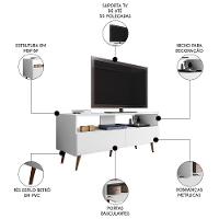 Rack Para Sala Bancada De Tv 55 Pol 136cm Pés Retrô Senna Z34 Branco - Mpozenato - 3