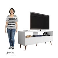 Rack Para Sala Bancada De Tv 55 Pol 136cm Pés Retrô Senna Z34 Branco - Mpozenato - 5