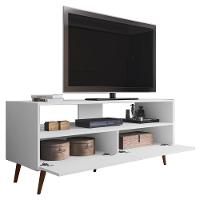 Rack Para Sala Bancada De Tv 55 Pol 136cm Pés Retrô Senna Z34 Branco - Mpozenato - 6