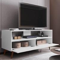 Rack Para Sala Bancada De Tv 55 Pol 136cm Pés Retrô Senna Z34 Branco - Mpozenato - 7