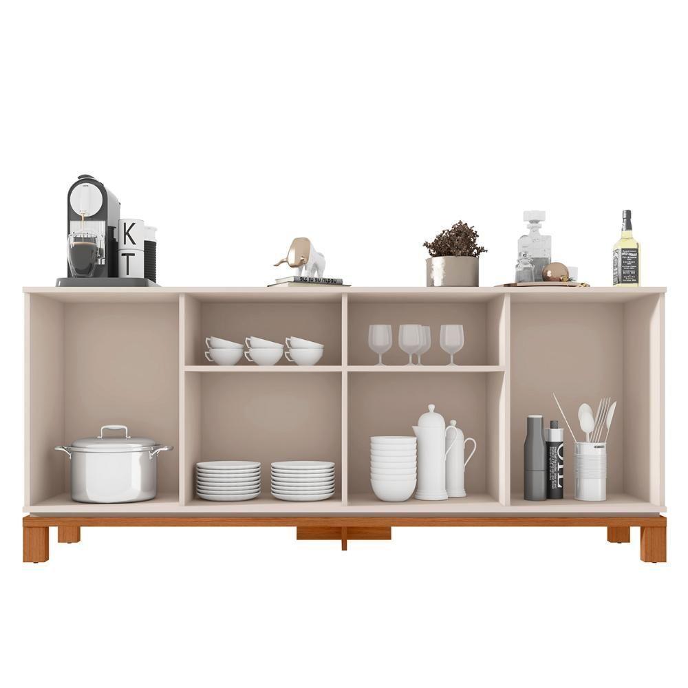 Buffet Aparador E Cristaleira Com Led Lucca Off White-freijó C01 - Mpozenato - 5