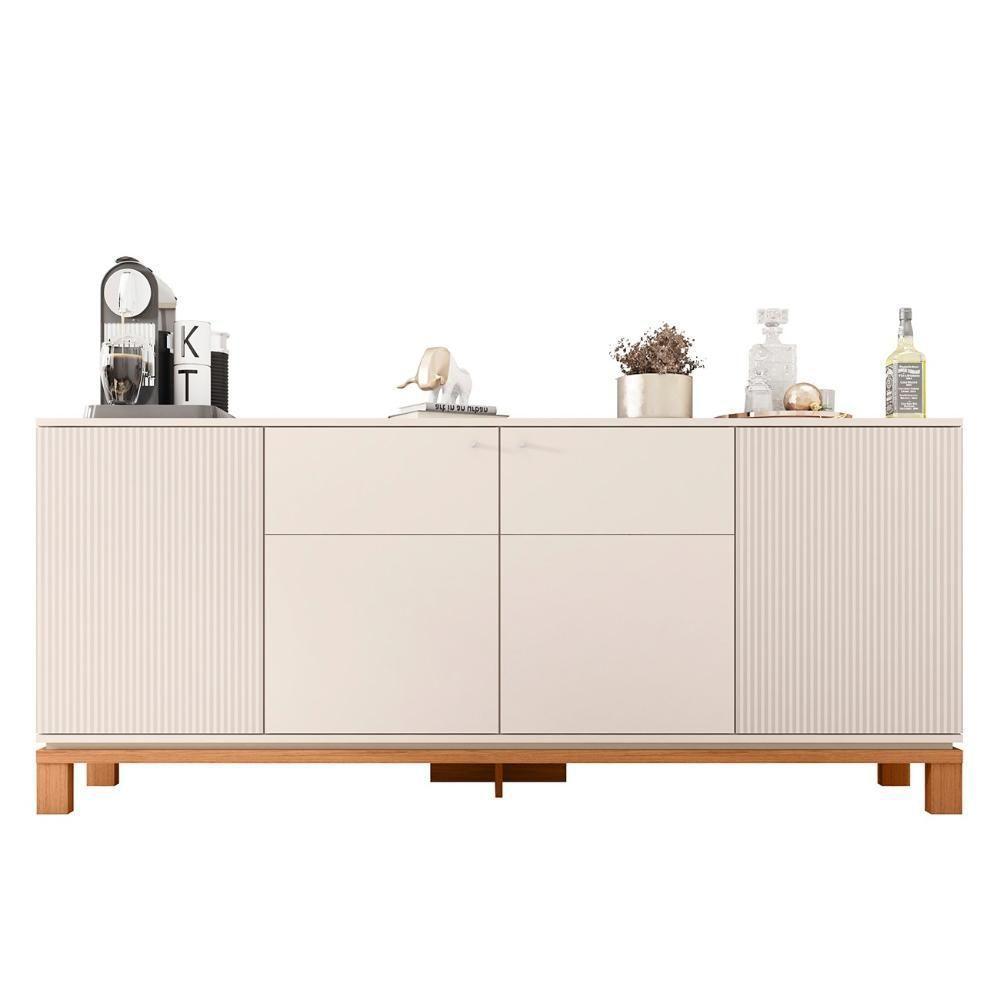 Buffet Aparador E Cristaleira Com Led Lucca Off White-freijó C01 - Mpozenato - 6