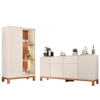 Buffet Aparador E Cristaleira Com Led Lucca Off White-freijó C01 - Mpozenato
