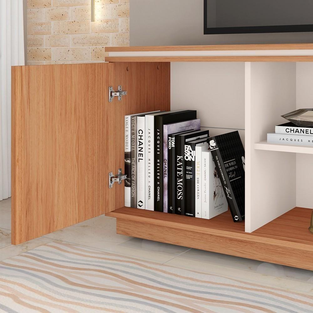 Rack Para Sala Bancada De Tv 75 Pol 180cm Simetria Freijó/off White - Caemmun - 5