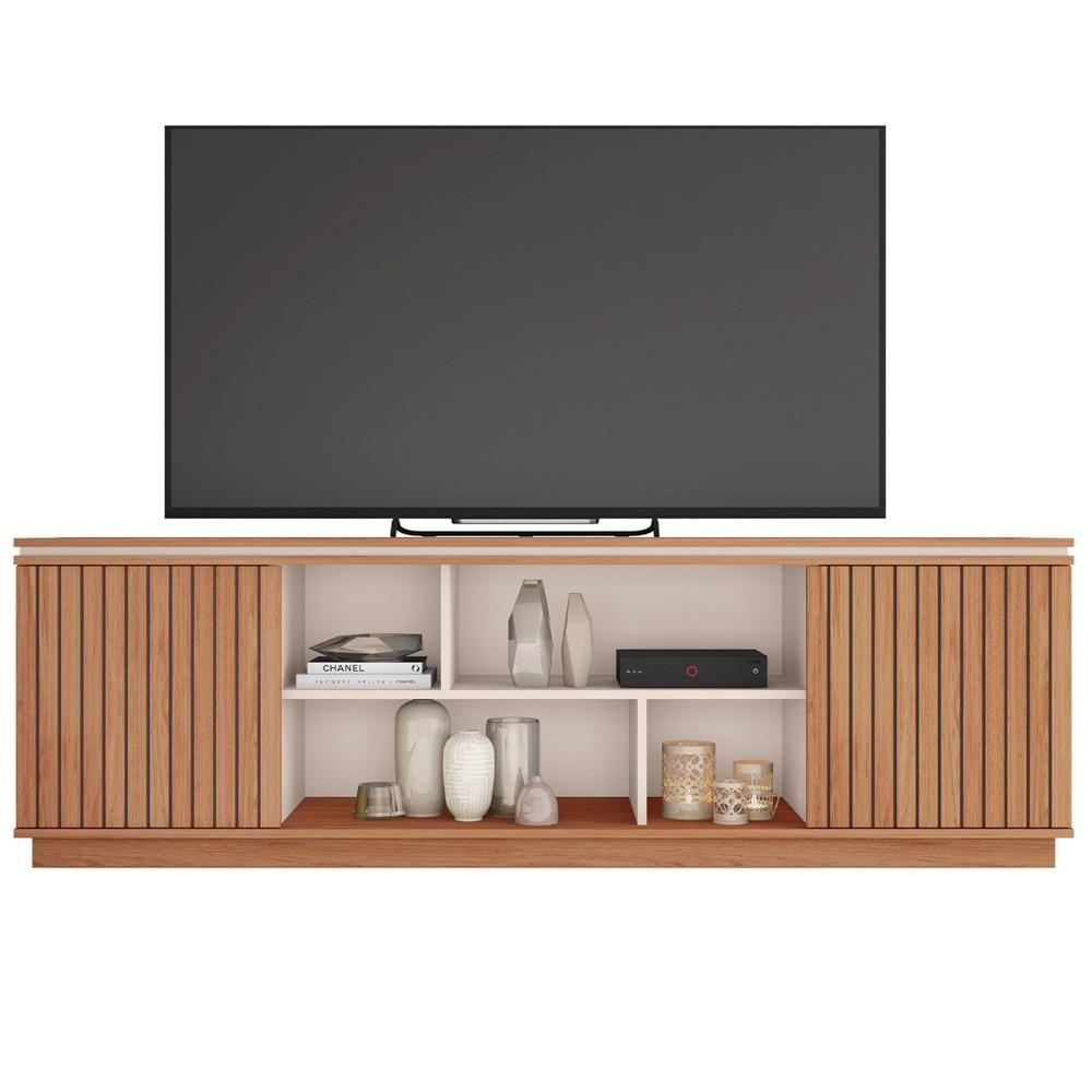 Rack Para Sala Bancada De Tv 75 Pol 180cm Simetria Freijó/off White - Caemmun - 6
