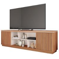 Rack Para Sala Bancada De Tv 75 Pol 180cm Simetria Freijó/off White - Caemmun - 1