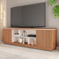 Rack Para Sala Bancada De Tv 75 Pol 180cm Simetria Freijó/off White - Caemmun - 2