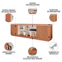 Rack Para Sala Bancada De Tv 75 Pol 180cm Simetria Freijó/off White - Caemmun - 3