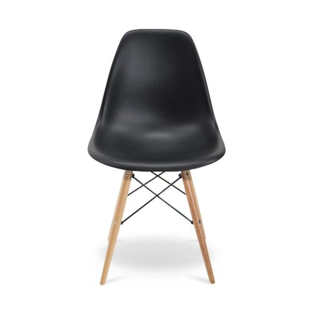 Cadeira Para Sala De Jantar Kit4 Eiffel Eames Preto Base Madeira R02 - D'rossi - 4