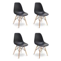 Cadeira Para Sala De Jantar Kit4 Eiffel Eames Preto Base Madeira R02 - D'rossi - 1
