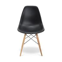 Cadeira Para Sala De Jantar Kit4 Eiffel Eames Preto Base Madeira R02 - D'rossi