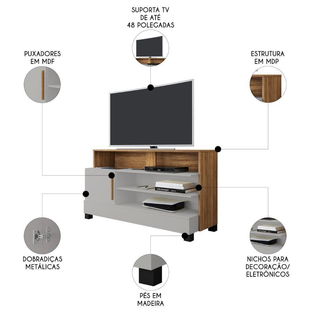 Rack Bancada Para Tv 48 Pol 108cm Angra Off/cinamomo B02 - Mpozenato - 3